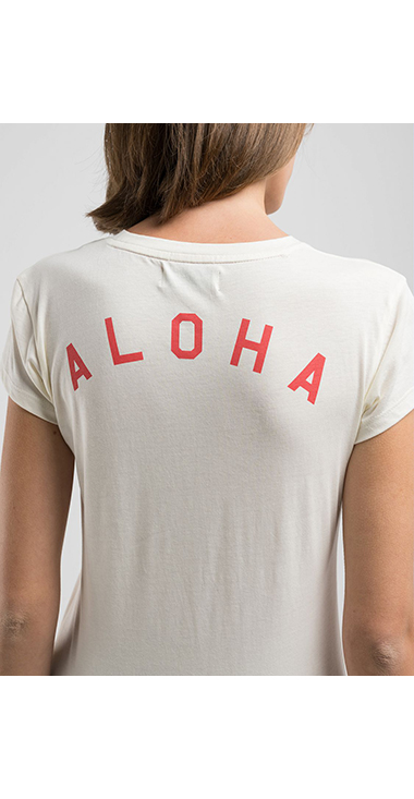 スキニーフィットコットンジャージーALOHAプリントTシャツ 詳細画像